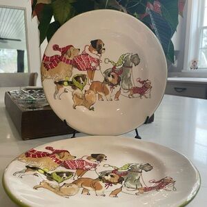 Pair of Retired Pier One ,Park Avenue Dog Design Salad Plates.